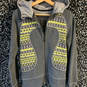 Lululemon Special Edition Fair Isle Scuba Hoodie Jacket Size 6 Green Gray EUC